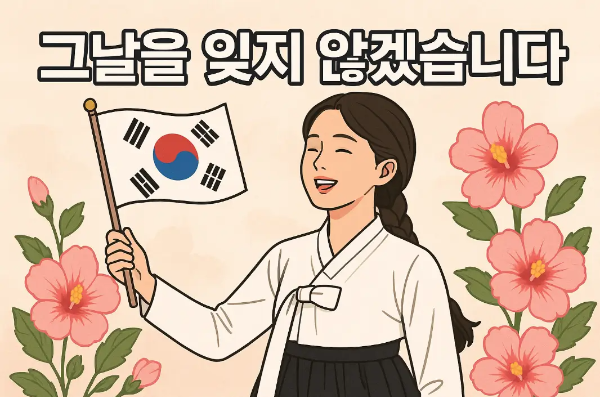 여자-한복-태극기-무궁화