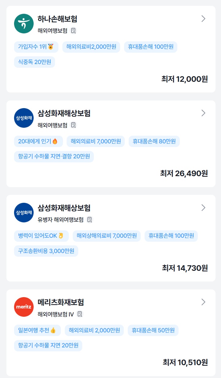 해외여행자보험 비교사이트 추천