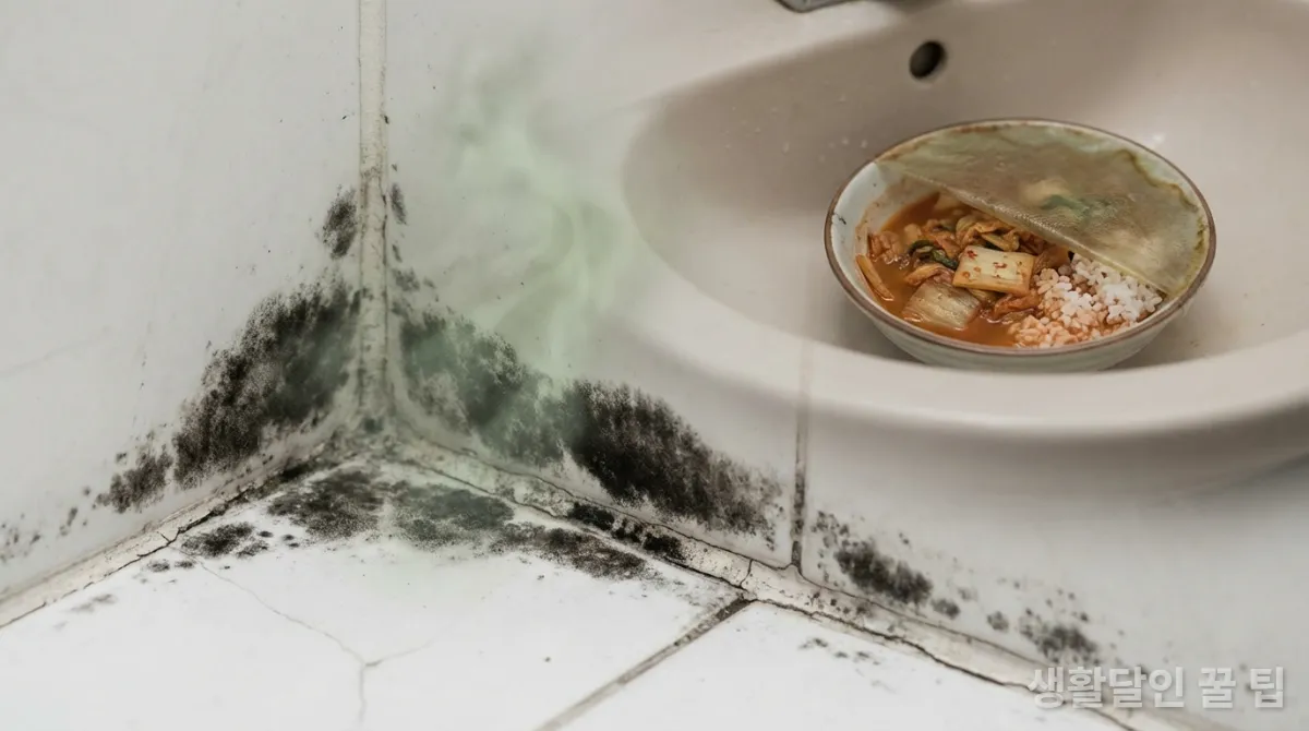 욕실 타일의 곰팡이와 싱크대 음식물 찌꺼기