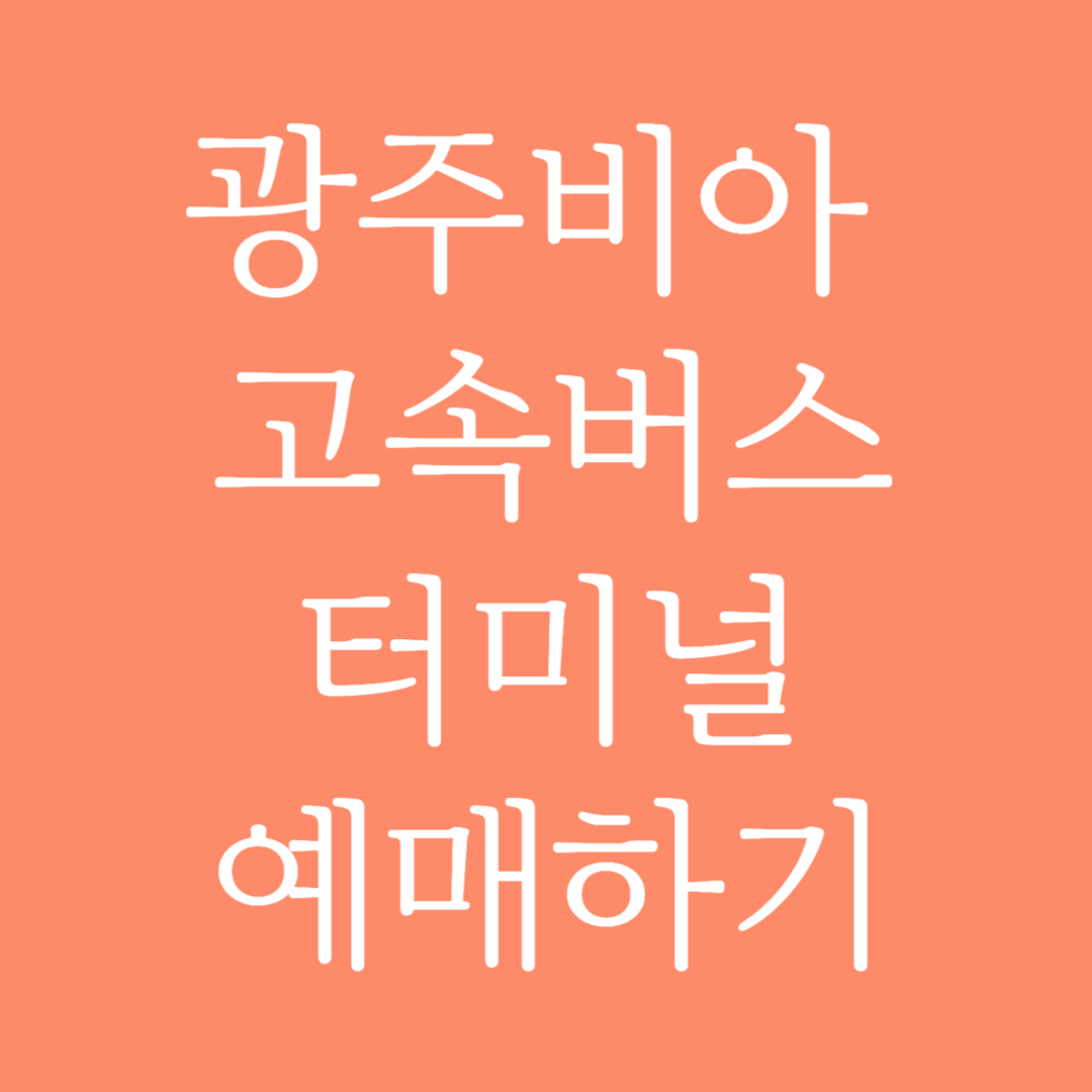 광주비아 고속버스터미널 시간표 조회 및 예매하기