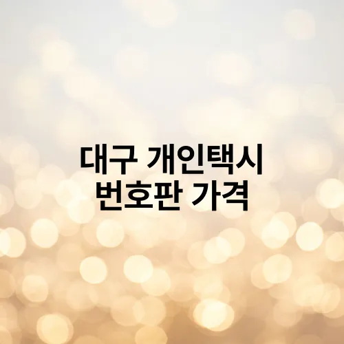 대구 개인택시 번호판 가격