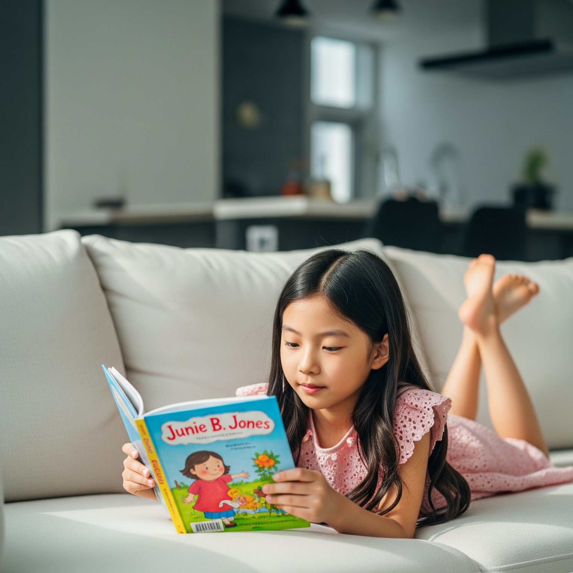 영어챕터북을 읽고 있는 여자 아이