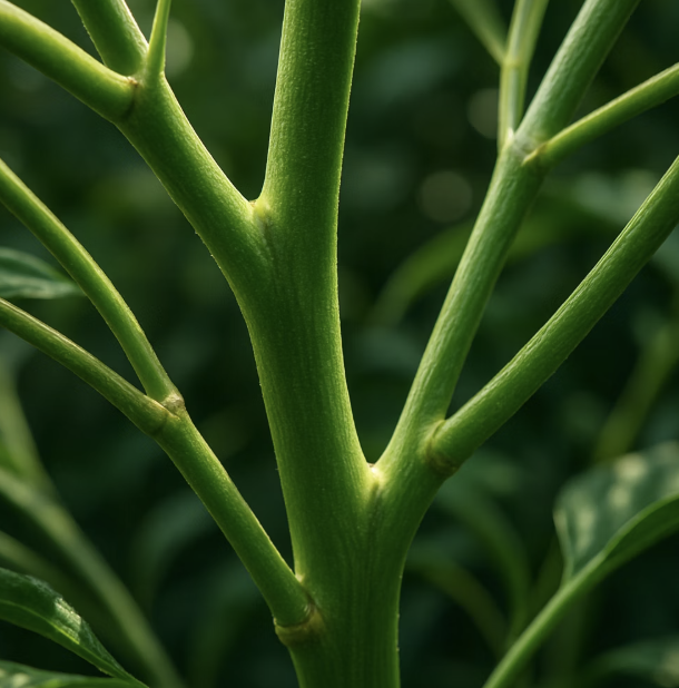 줄기의 색깔이 다릅니다