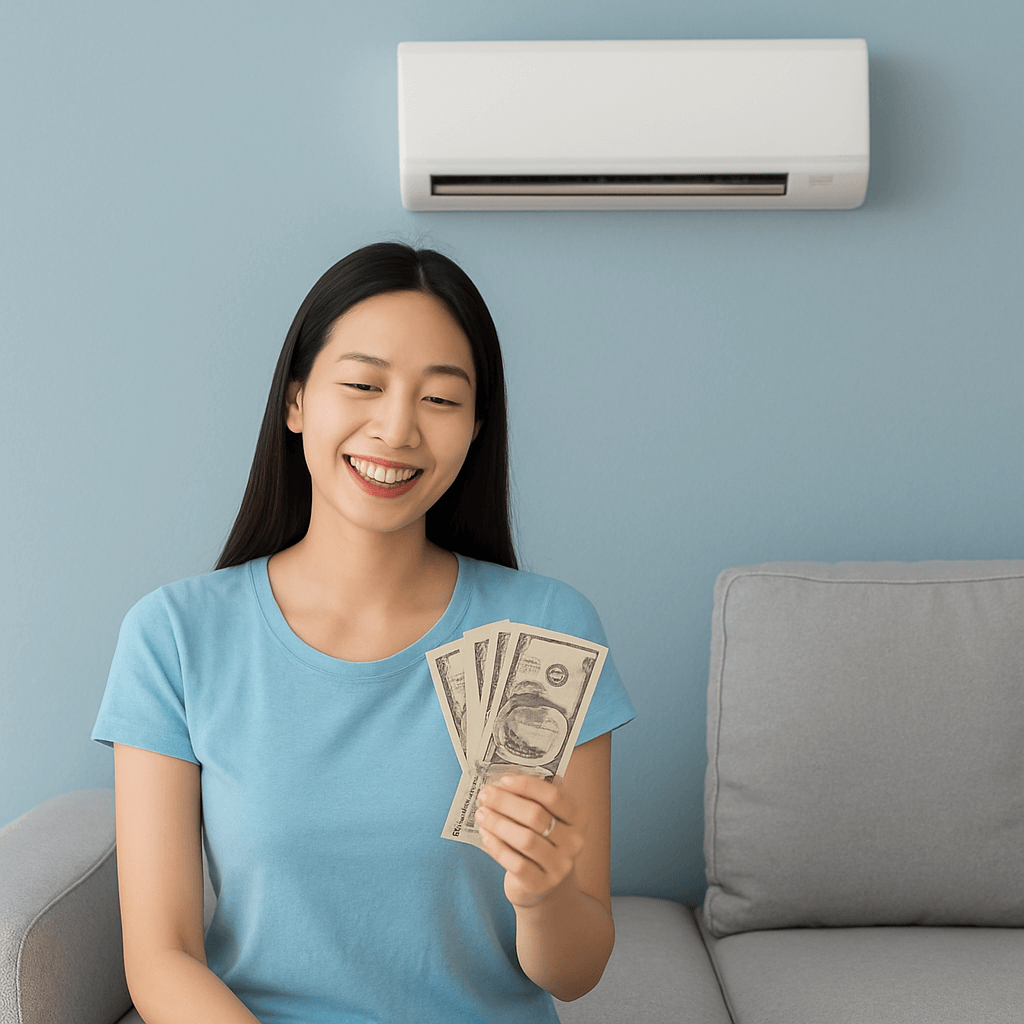 냉방비 지원금 받고 좋아하는 여성