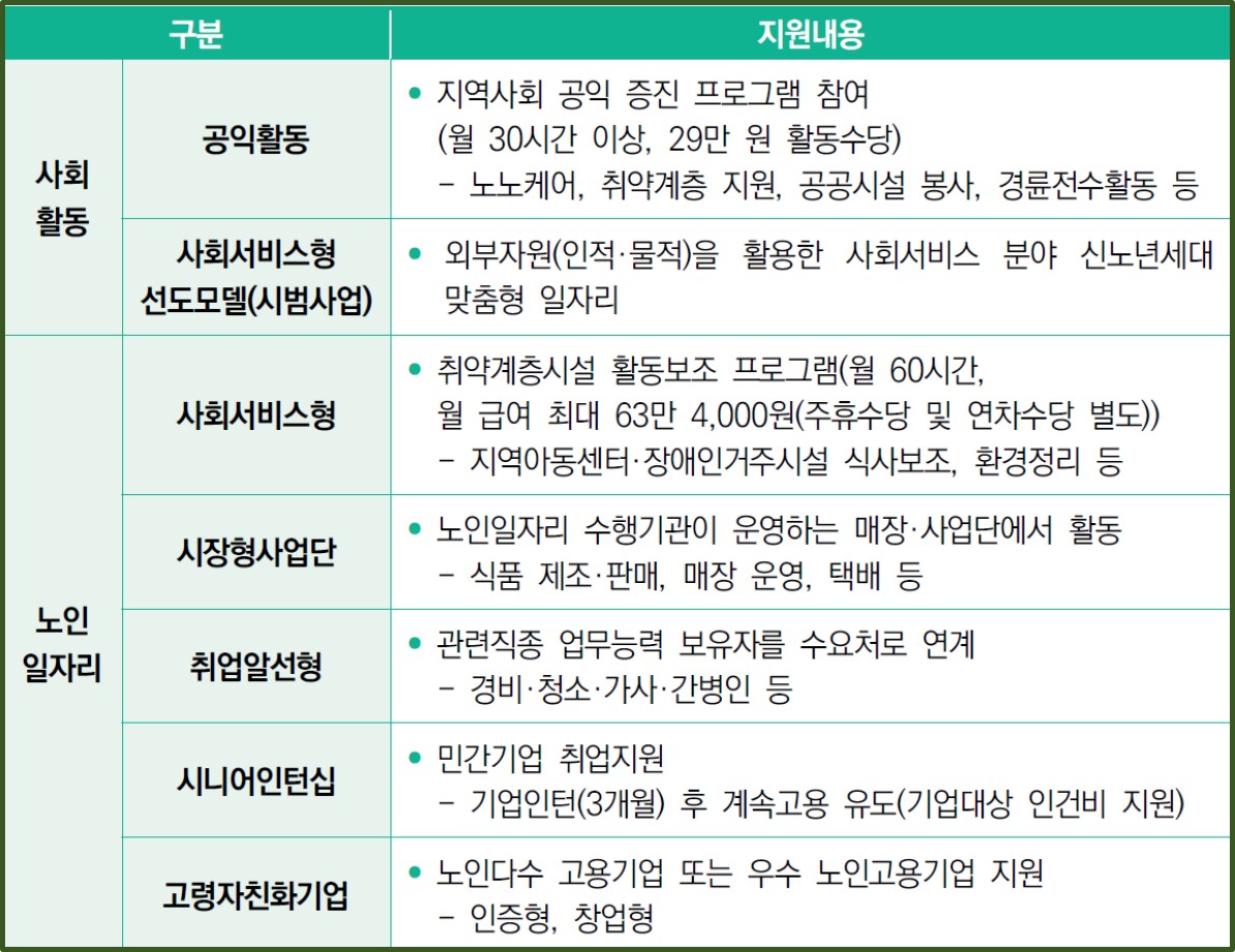 사회활동 노인일자리 사업