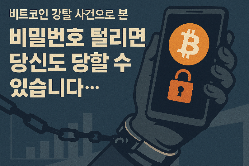비트코인 지갑 보안 위협 썸네일 이미지 - 비밀번호 강탈, 디지털 보안 강조
