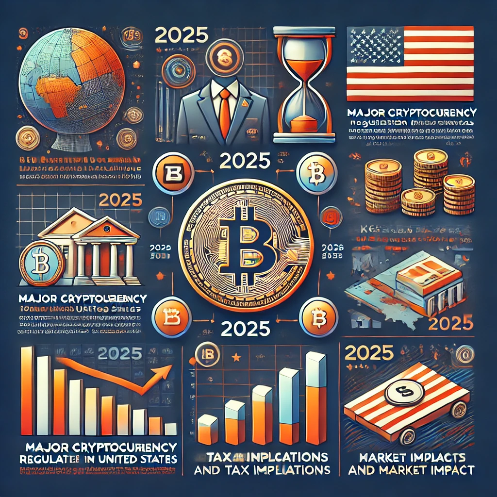 infographic illustrating major cryptocurrency regulation changes in the United States for 2025, highlighting key policy up
