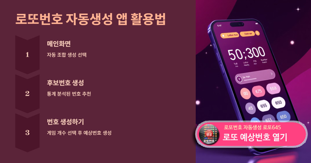 로또번호 자동생성 - 무료 행운번호 자동 반자동 로또 생성기
