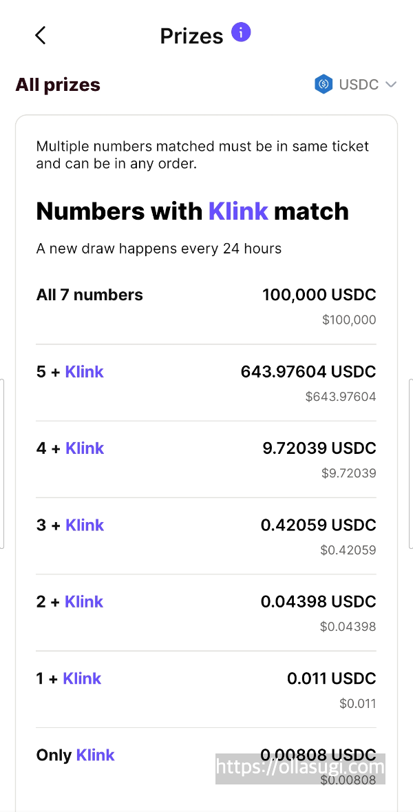 Klink 코인 로또