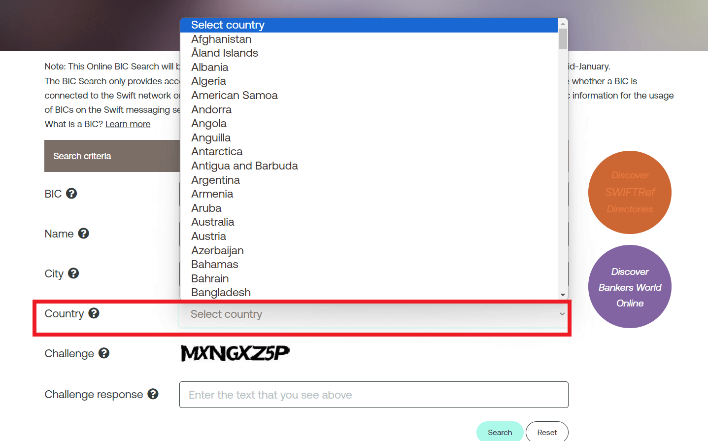 SWIFT 은행 식별 코드(BIC)