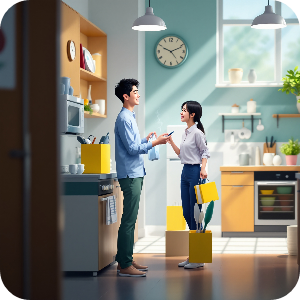 혼수가전 준비하는 예비 부부 이미지