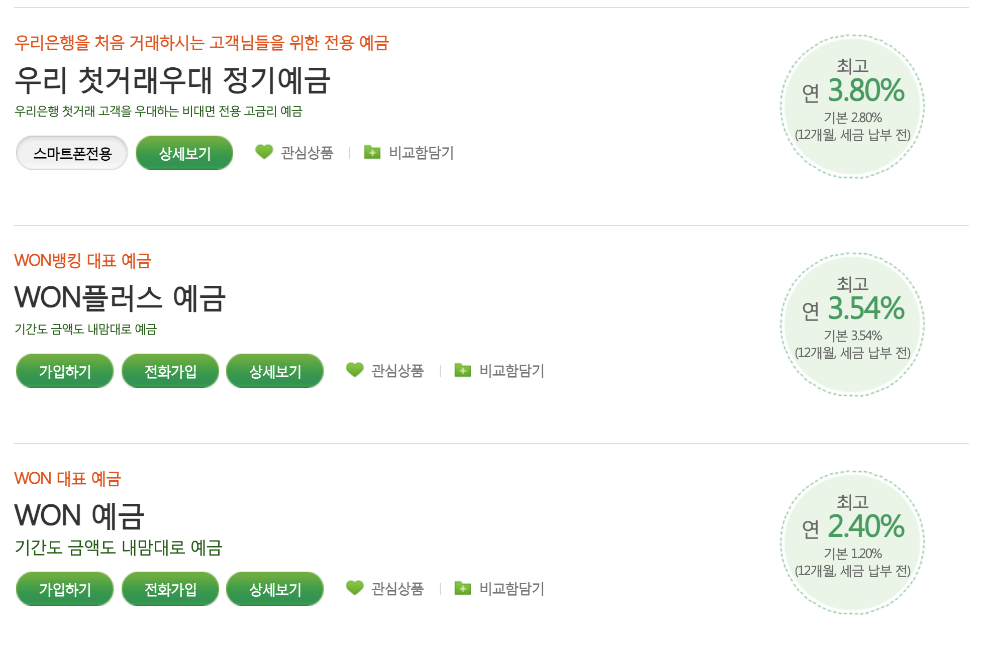 우리은행 예금종류