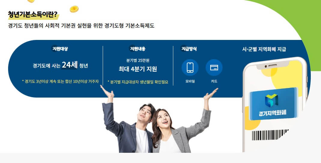 2025 경기도 청년 지원금: 청년기본소득 신청 방법, 대상 조건, 지급일, 사용처