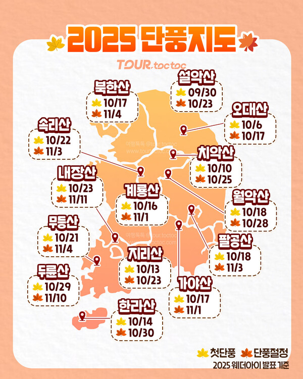 전국 단풍시기-여행톡톡 출저