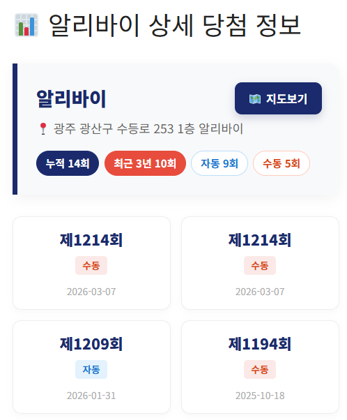 알리바이 (광산구) &ndash; 2게임 당첨