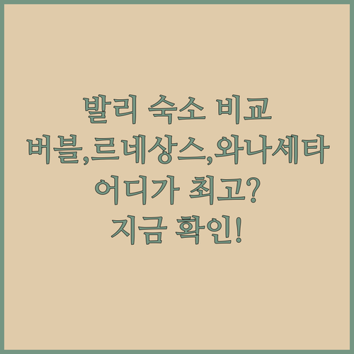 발리 숙소 추천 세 곳 비교분석 버블
