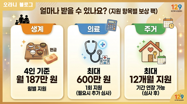 2026 긴급복지지원금 지원항목별 보상 팩