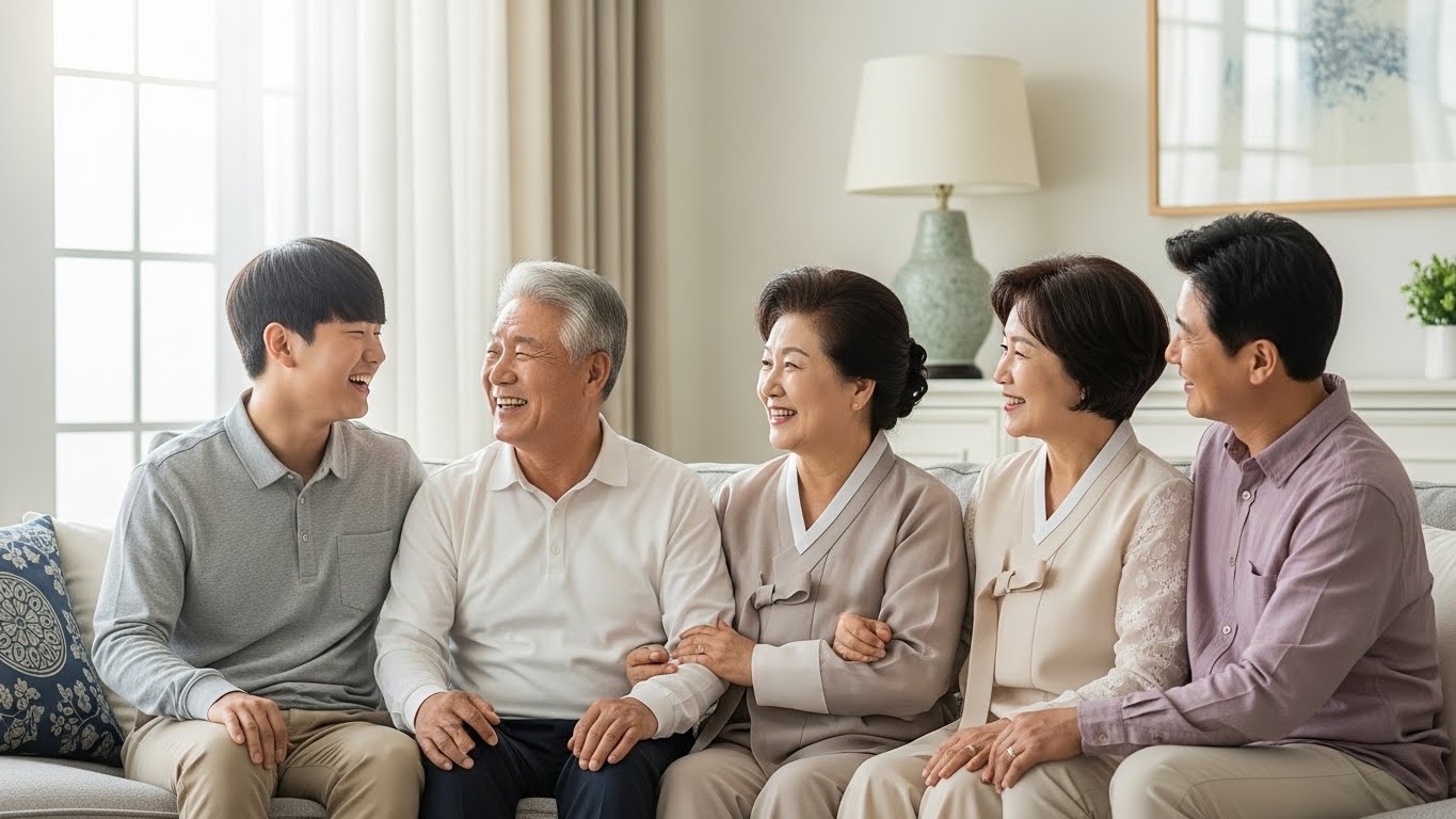 건강보험 혜택을 잘 활용하여 보험료 부담 없이 온 가족이 행복하게 일상을 공유하는 모습
