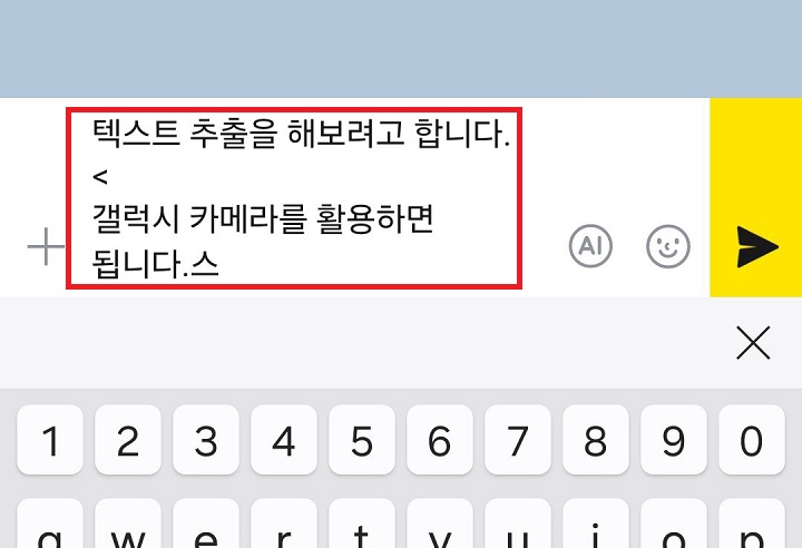 붙여넣기된 텍스트 보임
