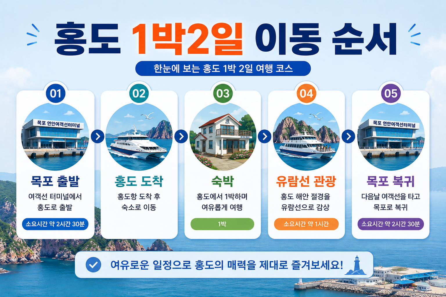 목포 홍도 배편과 유람선을 연결한 홍도 1박2일 여행 일정