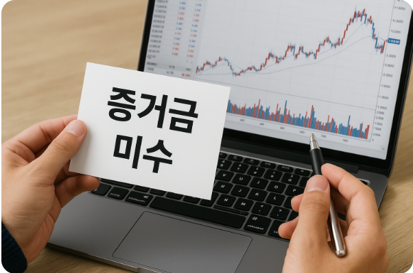 증거금과 미수 개념 설명하는 주식 투자 화면