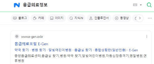 응급의료포털 사이트 검색