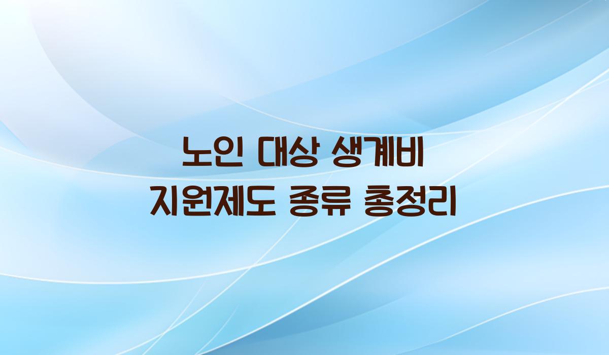 노인 대상 생계비 지원제도 종류