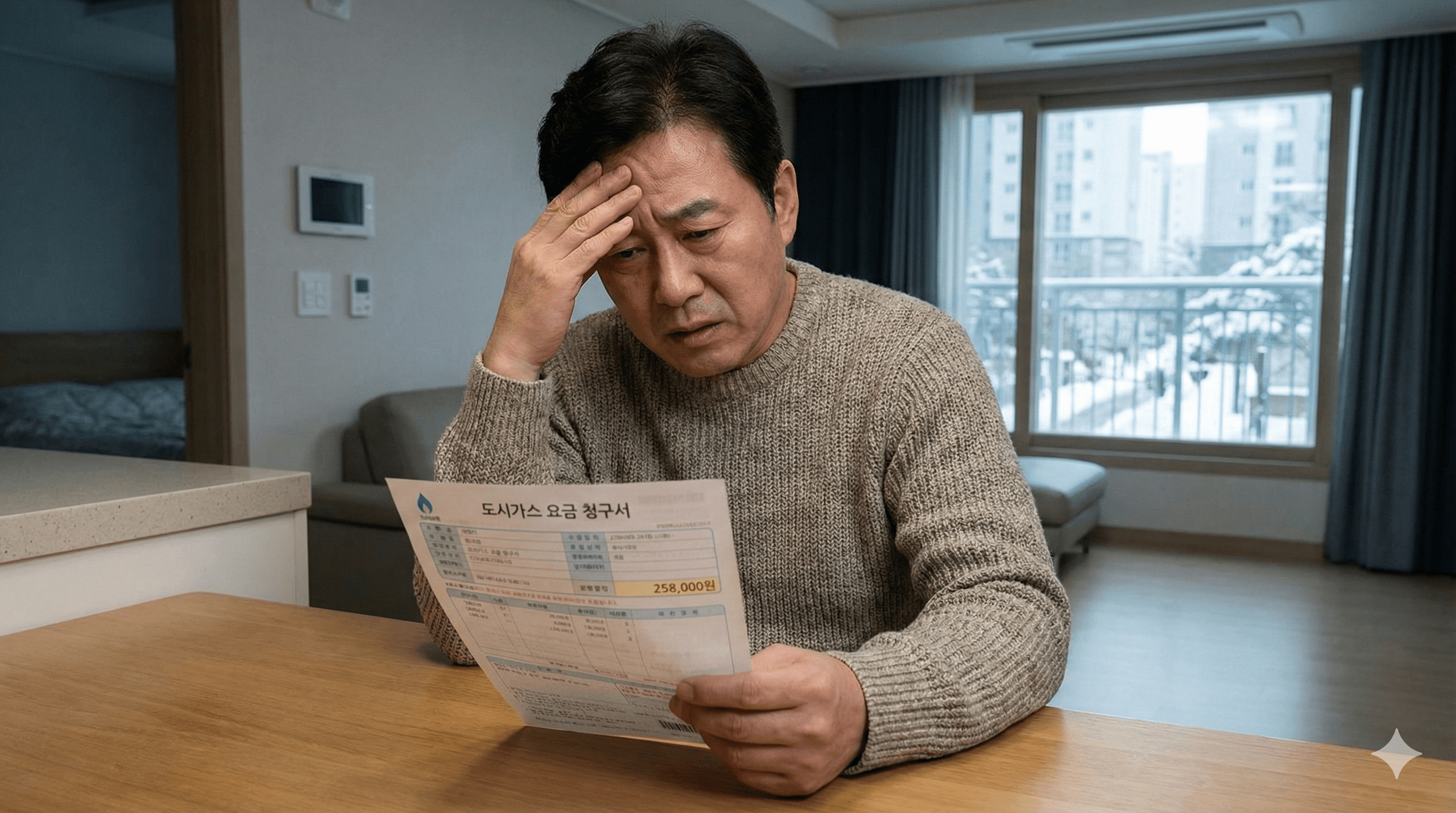 겨울철 보일러 온도 조절기 설정 화면과 난방비 걱정