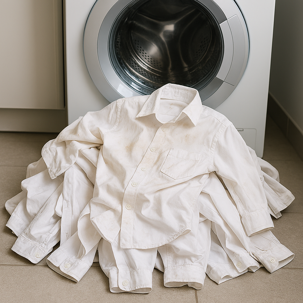 변색된 하얀 옷들