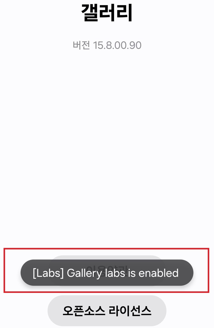 화면 하단에 gallery labs is enable 라는 글자 보임