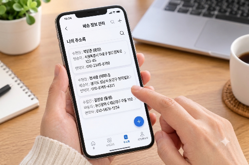 배송지 정보를 확인하는 모습