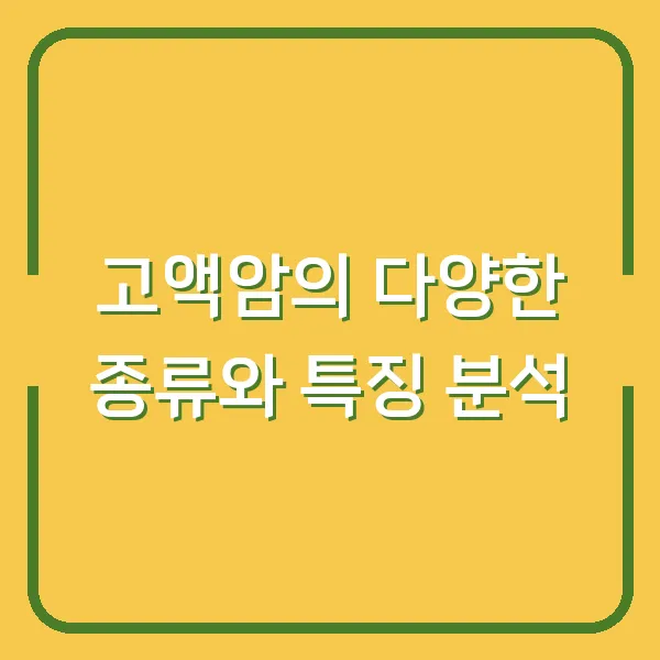 고액암의 다양한 종류와 특징 분석