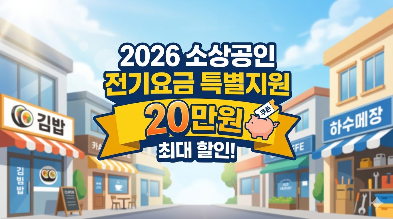 2026 소상공인 전기요금 특별지원 포스터 최대 20만원 할인 정부 지원금