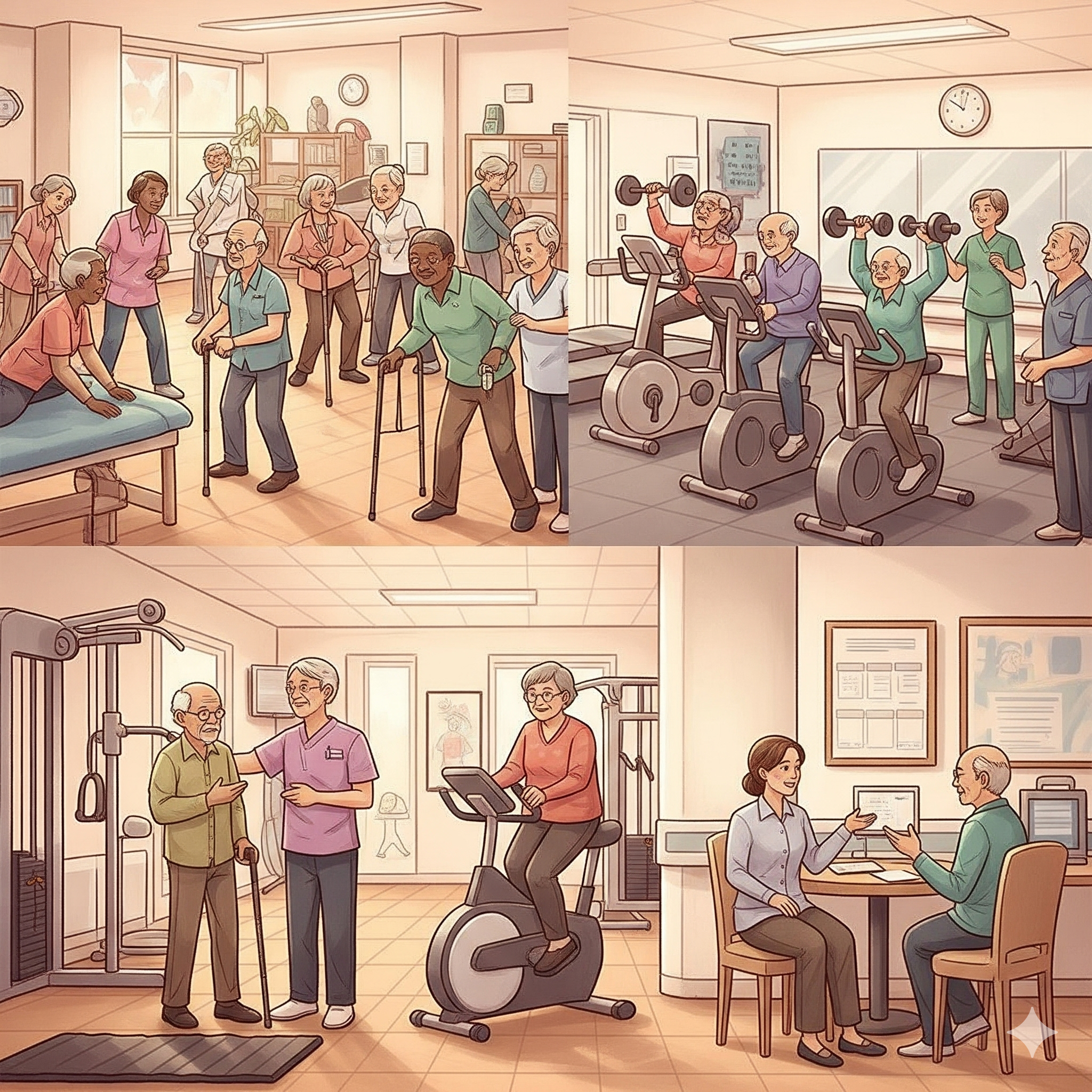 국가유공자 어르신들이 보훈병원에서 다양한 건강 관리 프로그램