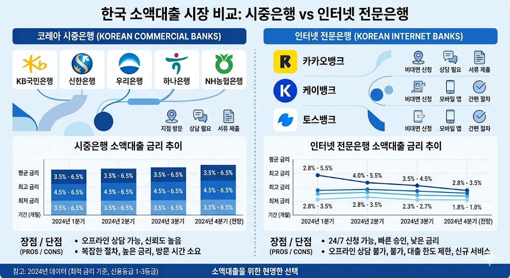 소액대출 금융기관별 비교 인포그래픽