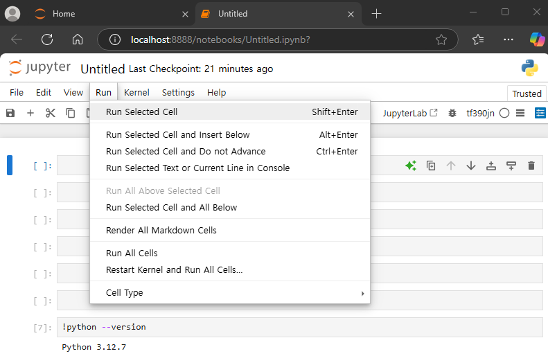 jupyter notebook 실행