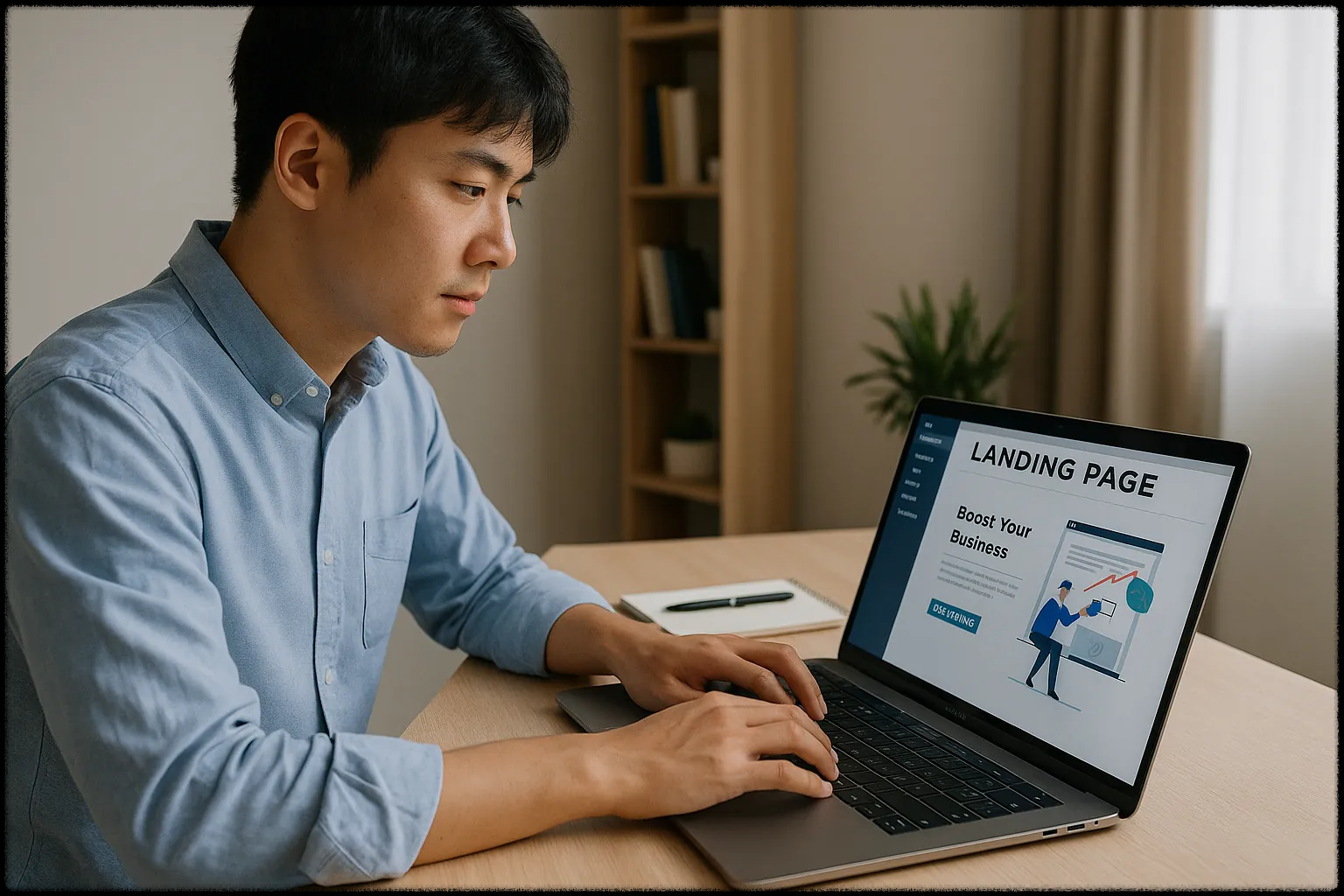 랜딩페이지 디자인 작업 중인 모습