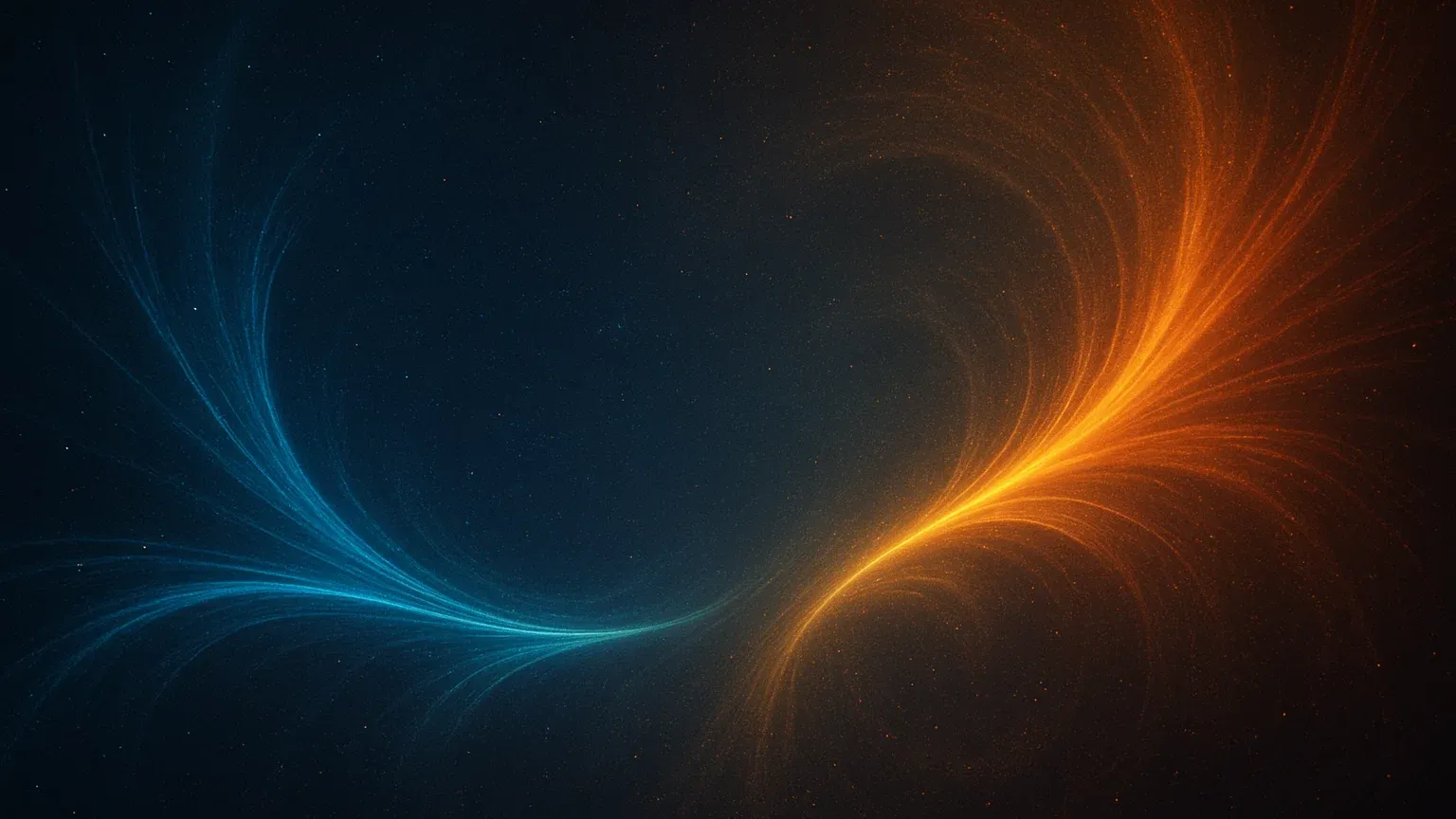 여러 갈래의 길(자산)이 하나의 최적의 길(효율적 투자선)로 합쳐지는 과정을 시각적으로 표현한 추상적인 인포그래픽