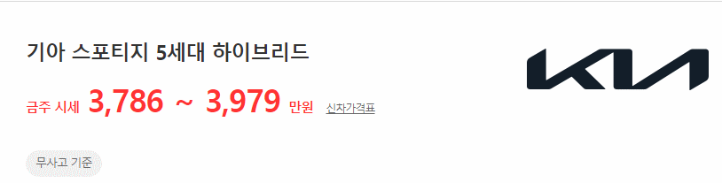 디 올 뉴 스포티지 하이브리드 중고차