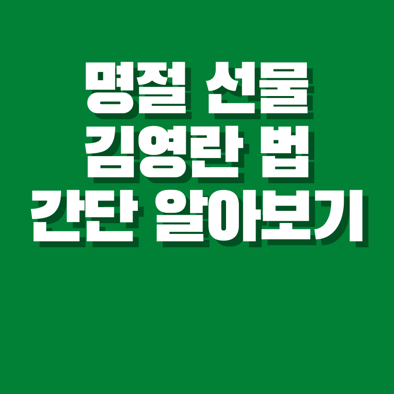 명절 선물 김영란 법