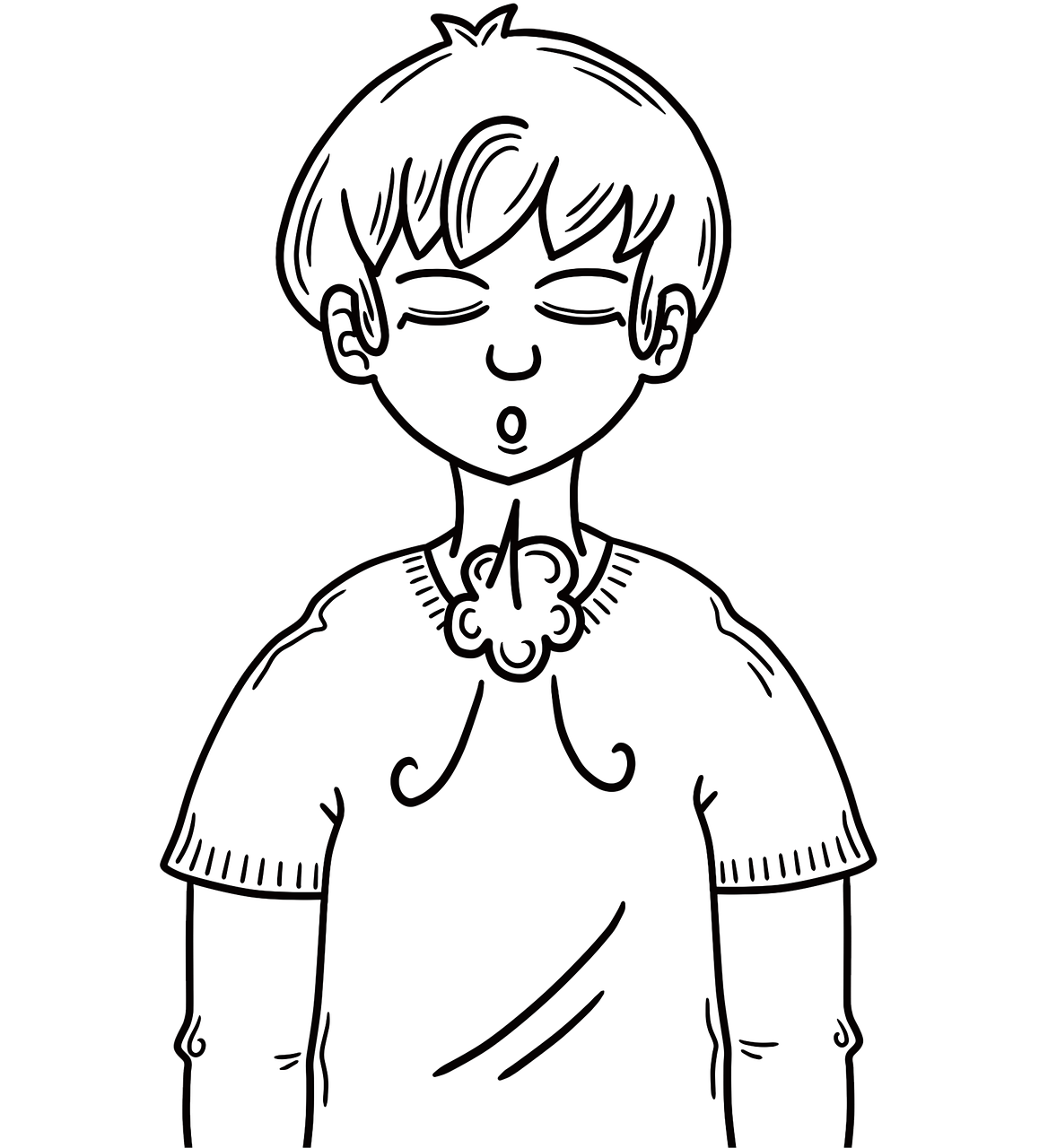 코로 숨을 내뱉는 일러스트