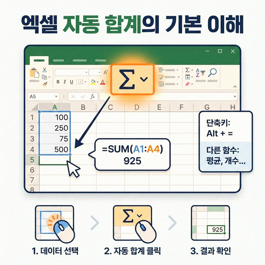 엑셀 자동 합계 기능 쉽게 설정하는 방법 완벽 정리