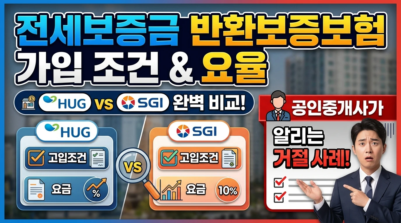 전세보증금 반환보증보험 가입 조건 및 요율: HUG&middot;SGI 비교와 공인중개사가 알리는 거절 사례(AI를 이용한 썸네일)