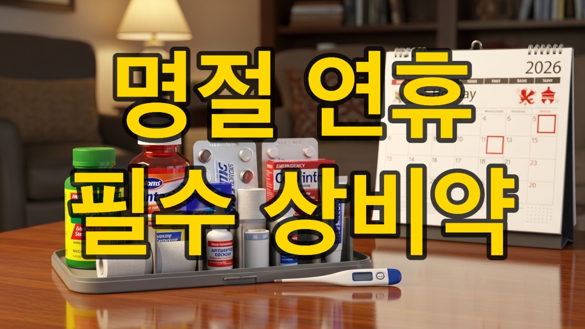 명절 연휴를 대비하여 깔끔하게 정리된 가정 상비약 키트