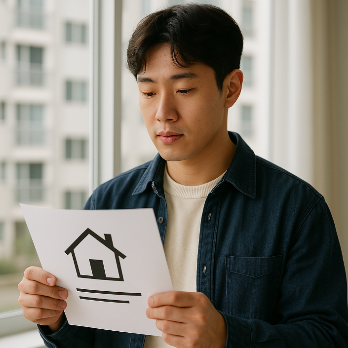 국민임대주택 신청 조건을 확인하는 남성의 진지한 모습