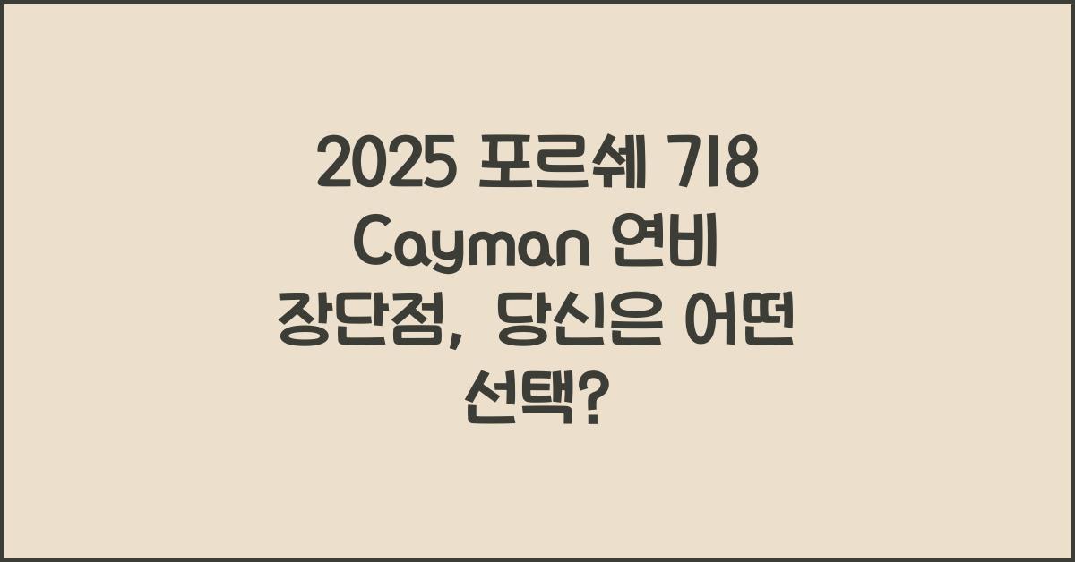 2025 포르쉐 718 Cayman 연비 장단점