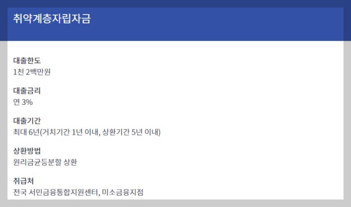 정부지원 저금리 서민대출