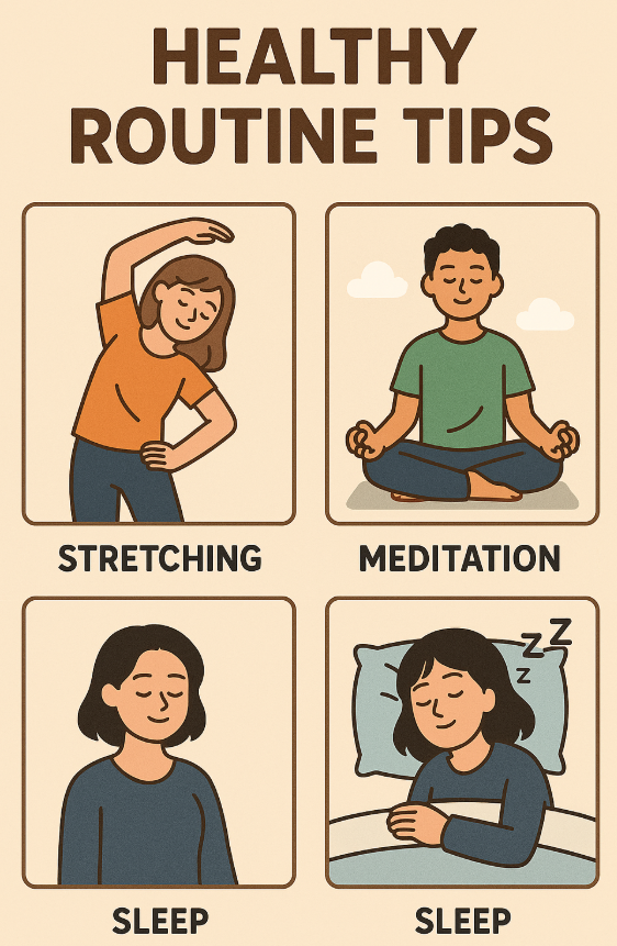 스트레칭, 명상, 수면 사진