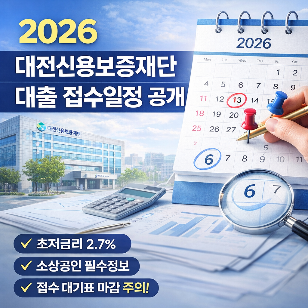 2026 대전신용보증재단 대출 접수 (소상공인 정책자금&middot;초저금리&middot;특례보증)