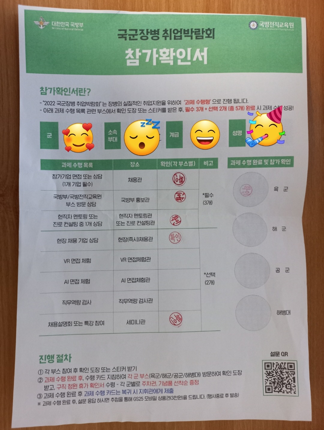 국군장병 취업박람회 참가확인서 완성본